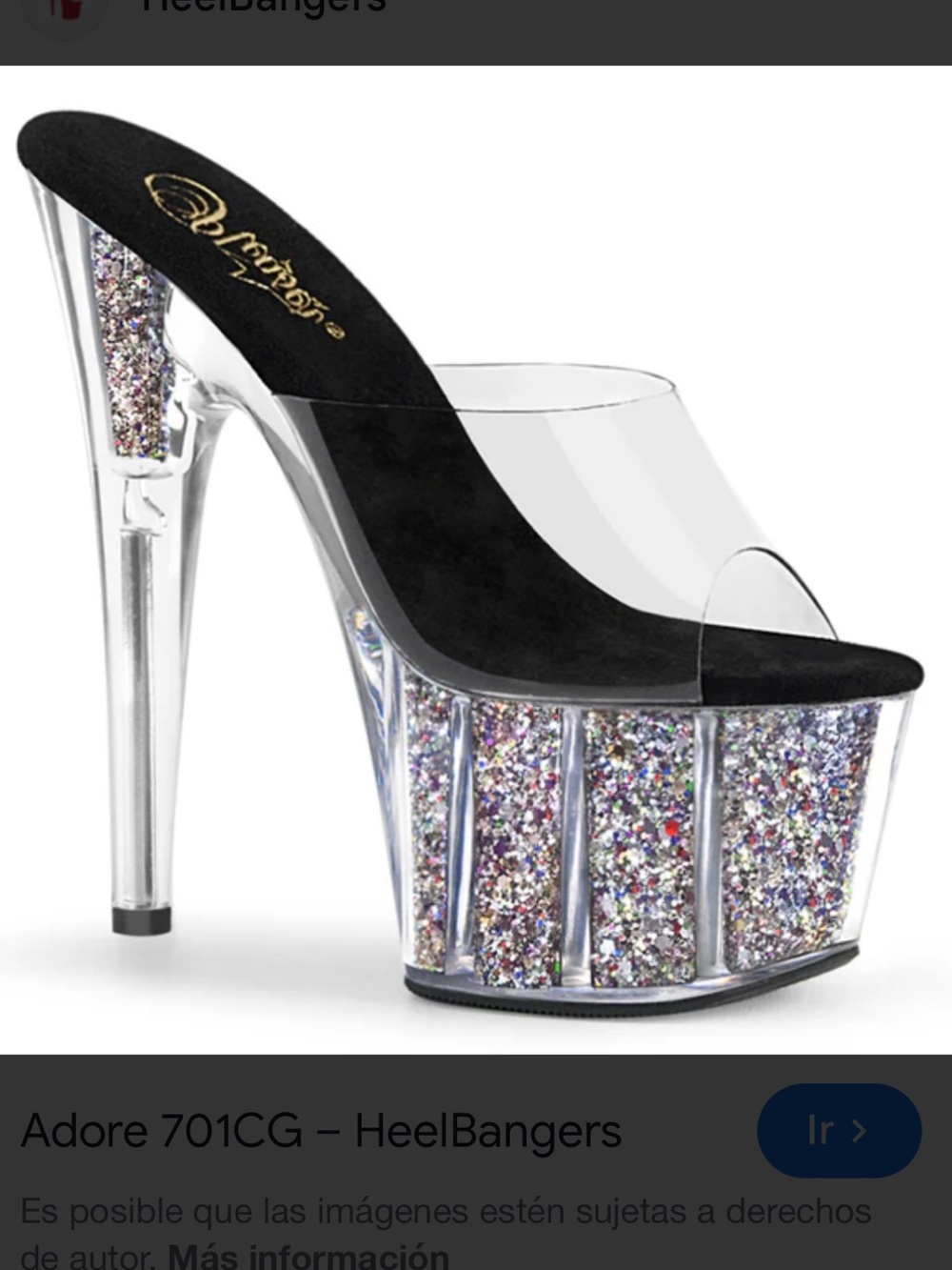 Pleaser Platform Heels in Clear with Multi-Color Glitter